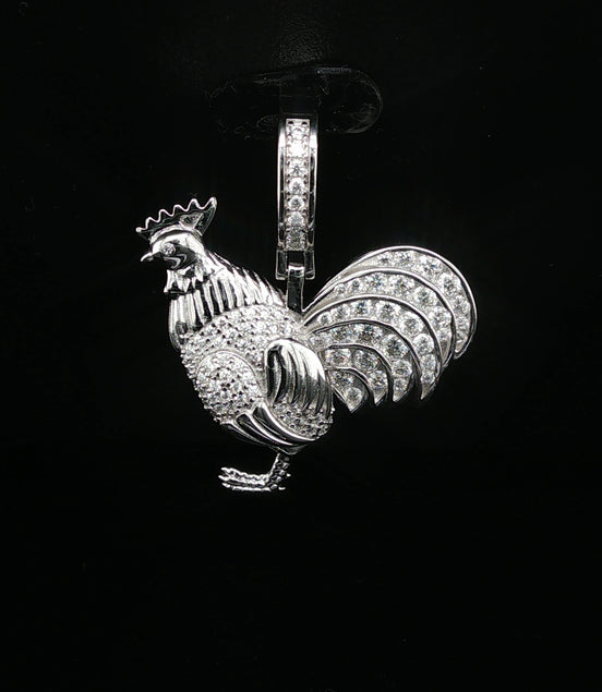 Men's Iced Out "Rooster" Statement Pendant – 925 Sterling Silver | VVS Moissanite