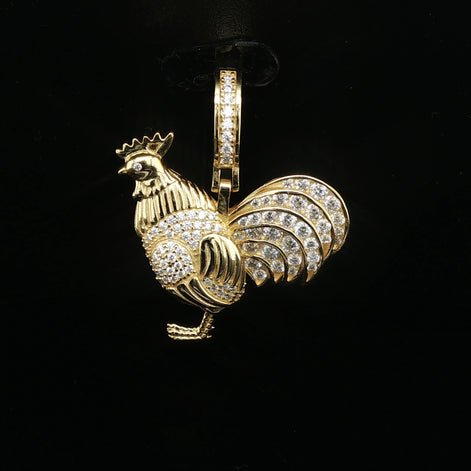 Men's Iced Out "Rooster" Statement Pendant – 925 Sterling Silver | VVS Moissanite