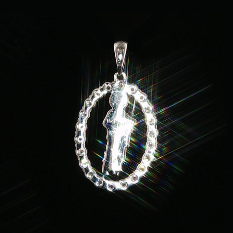 St. Jude Thaddeus Oval Pendant | San Judas Tadeo Charm | 925 Sterling Silver | 0.89Ctw Moissanite
