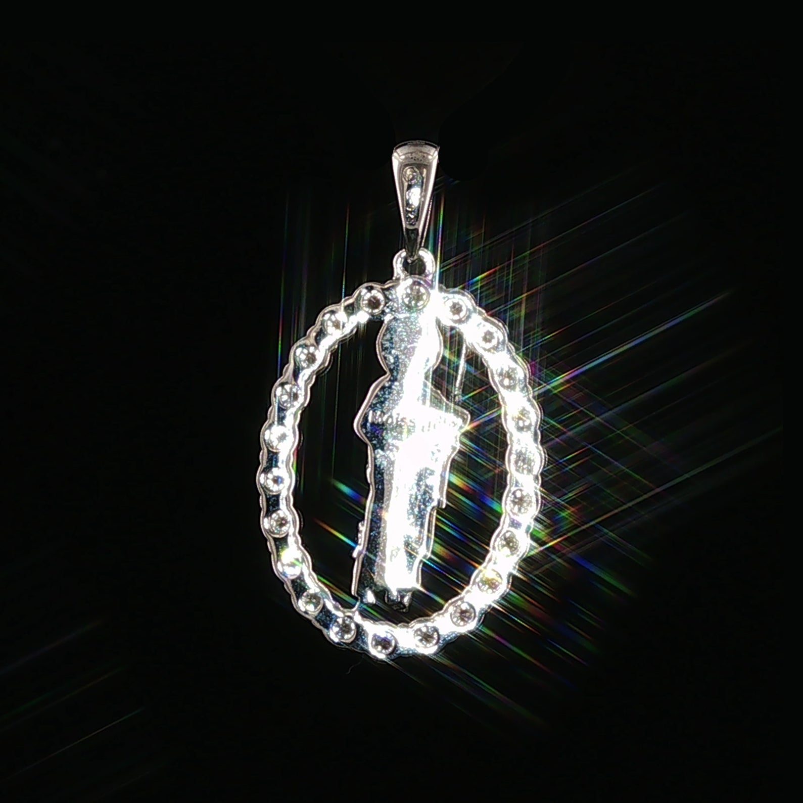 St. Jude Thaddeus Oval Pendant | San Judas Tadeo Charm | 925 Sterling Silver | 0.89Ctw Moissanite
