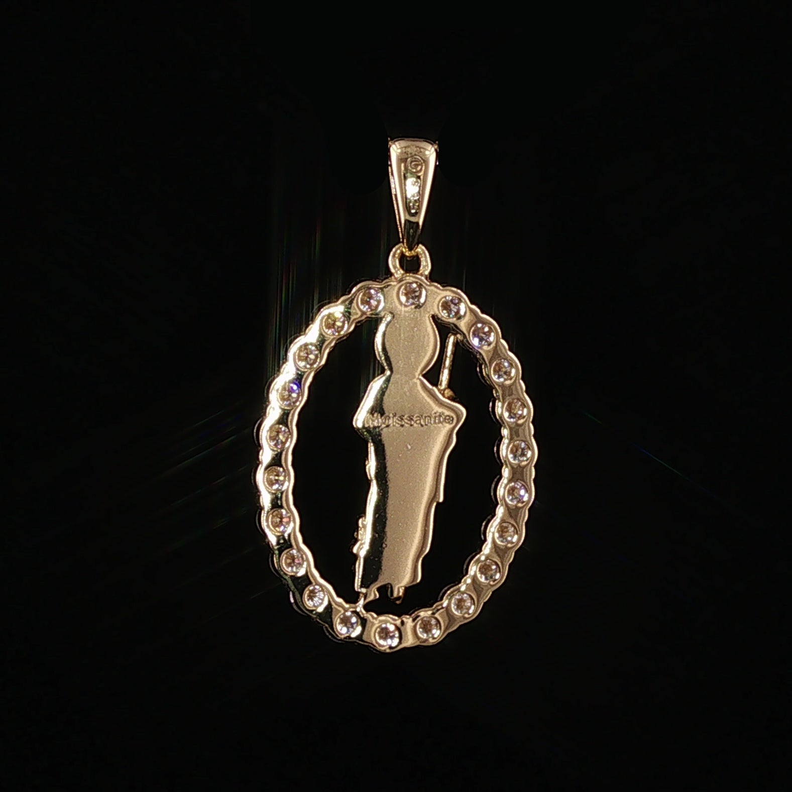 St. Jude Thaddeus Oval Pendant | San Judas Tadeo Charm | 925 Sterling Silver | 0.89Ctw Moissanite