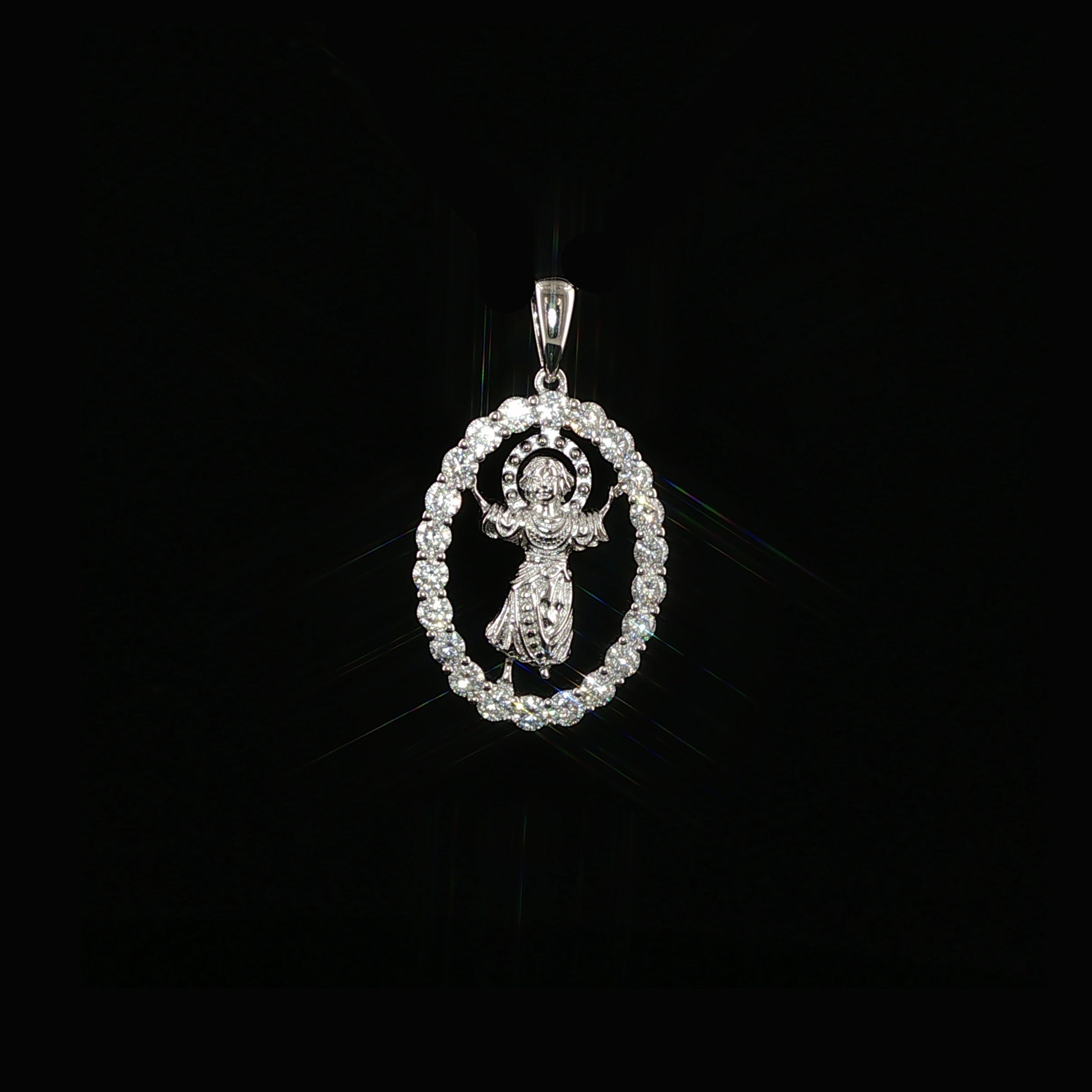 Baby Jesus Oval Pendant | Divino Niño Charm | 925 Sterling Silver | 0.89Ctw Moissanite