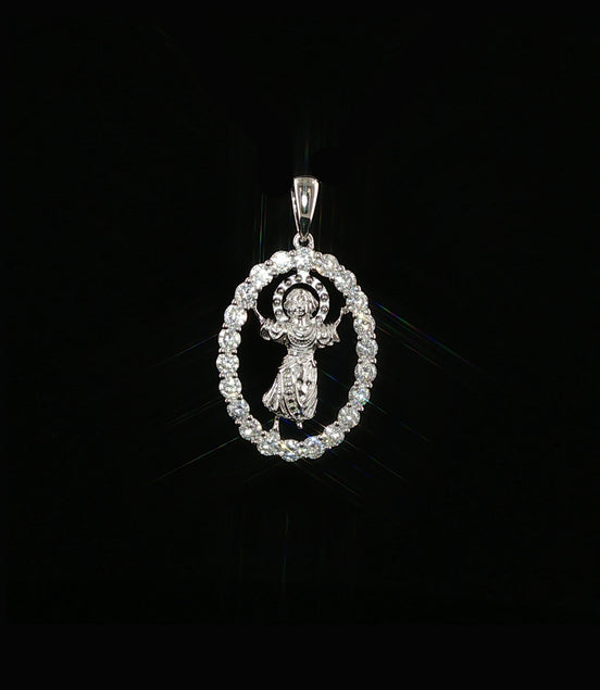 Baby Jesus Oval Pendant | Divino Niño Charm | 925 Sterling Silver | 0.89Ctw Moissanite