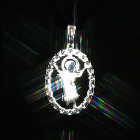 Baby Jesus Oval Pendant | Divino Niño Charm | 925 Sterling Silver | 0.89Ctw Moissanite