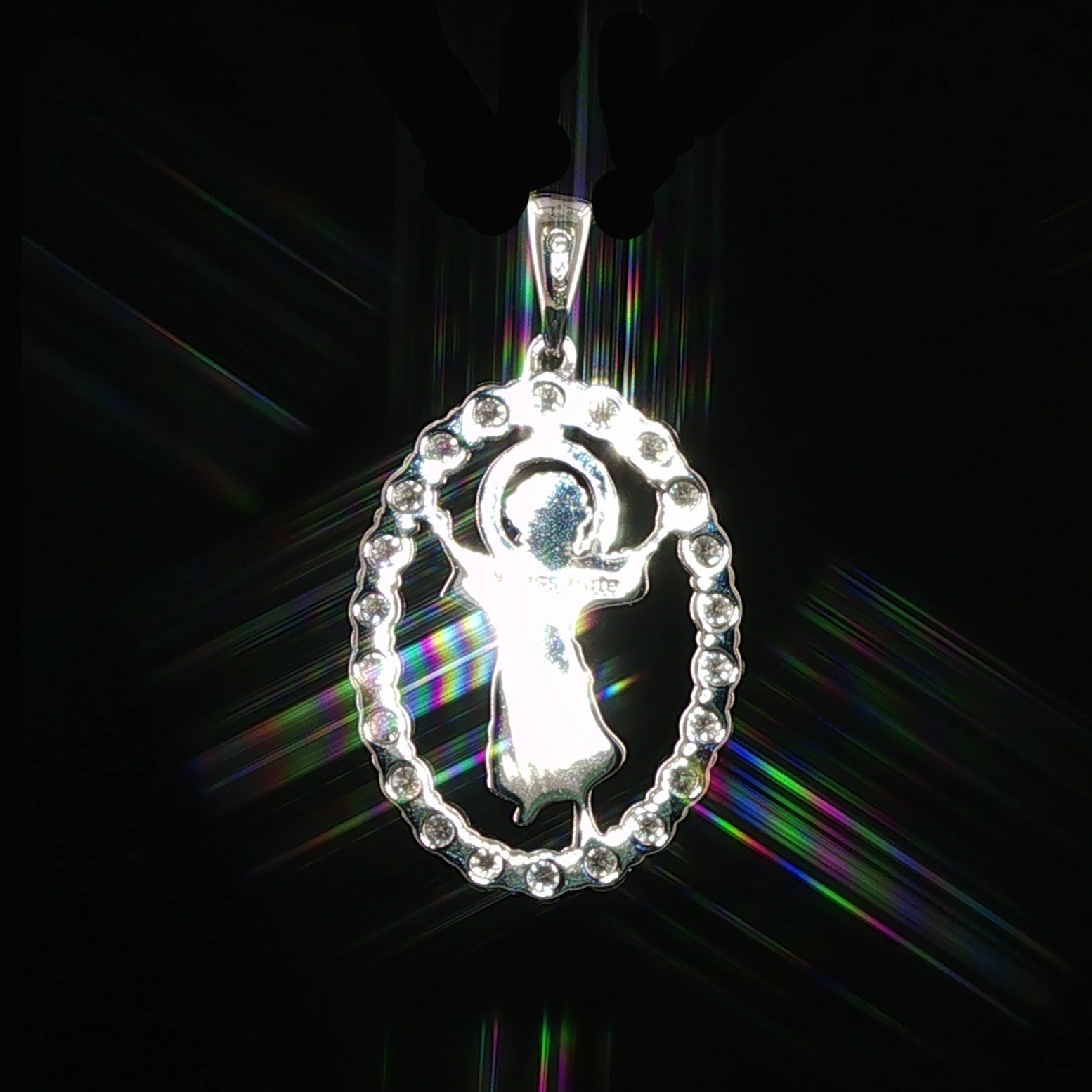Baby Jesus Oval Pendant | Divino Niño Charm | 925 Sterling Silver | 0.89Ctw Moissanite