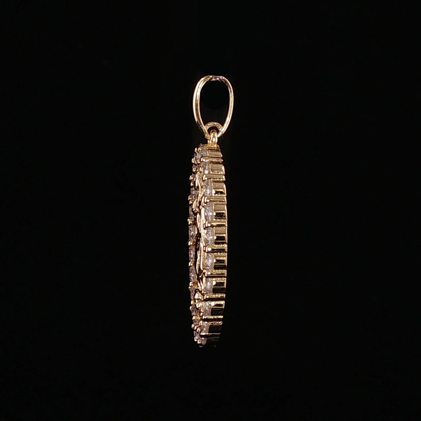 Virgin Mary Oval Pendant | Our Lady of Guadalupe Charm | 925 Sterling Silver | 0.89Ctw Moissanite