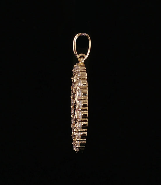 Virgin Mary Oval Pendant | Our Lady of Guadalupe Charm | 925 Sterling Silver | 0.89Ctw Moissanite