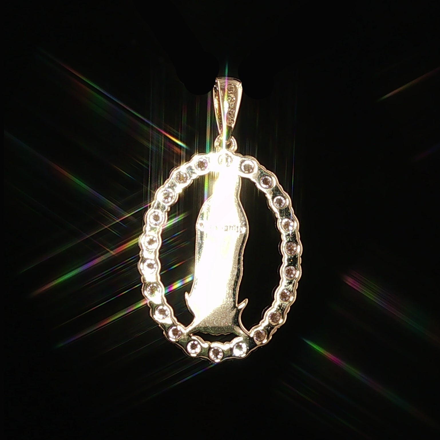 Virgin Mary Oval Pendant | Our Lady of Guadalupe Charm | 925 Sterling Silver | 0.89Ctw Moissanite