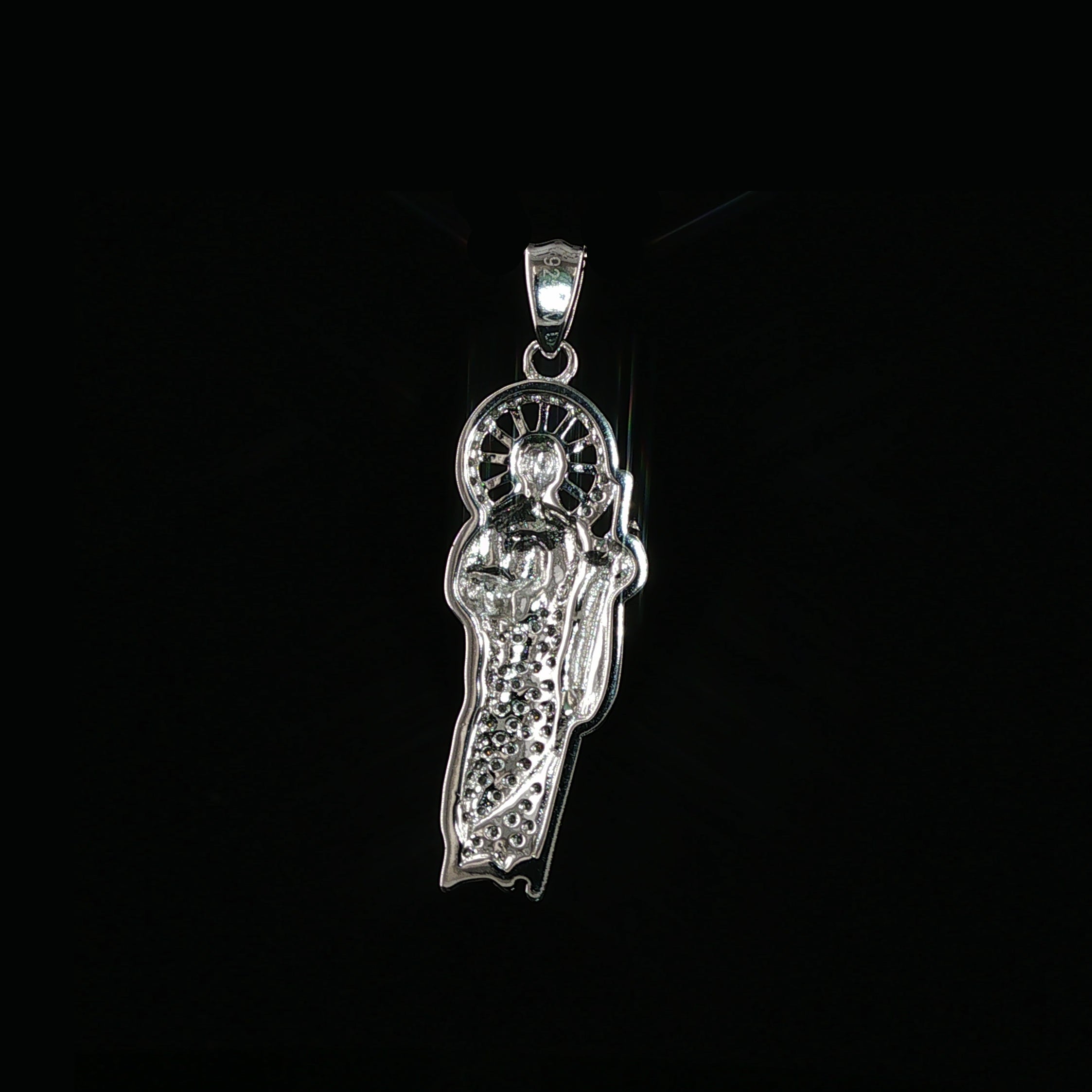 St. Jude Thaddeus Pendant | San Judas Tadeo | 925 Sterling Silver | 0.6Ctw Moissanite | 29mm