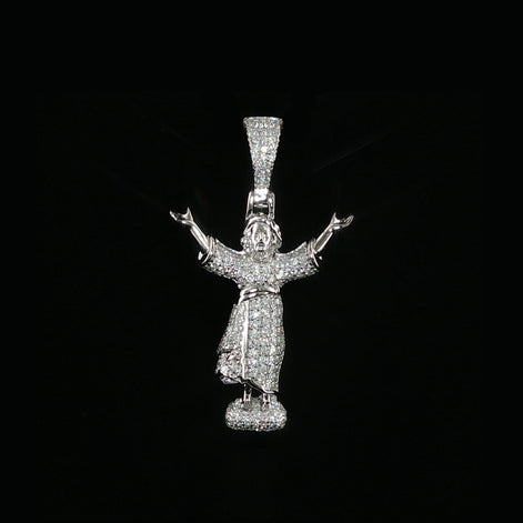 Baby Jesus Pendant | Divino Niño Open Arms Charm| 925 Sterling Silver | 0.8Ctw Moissanite | 30mm