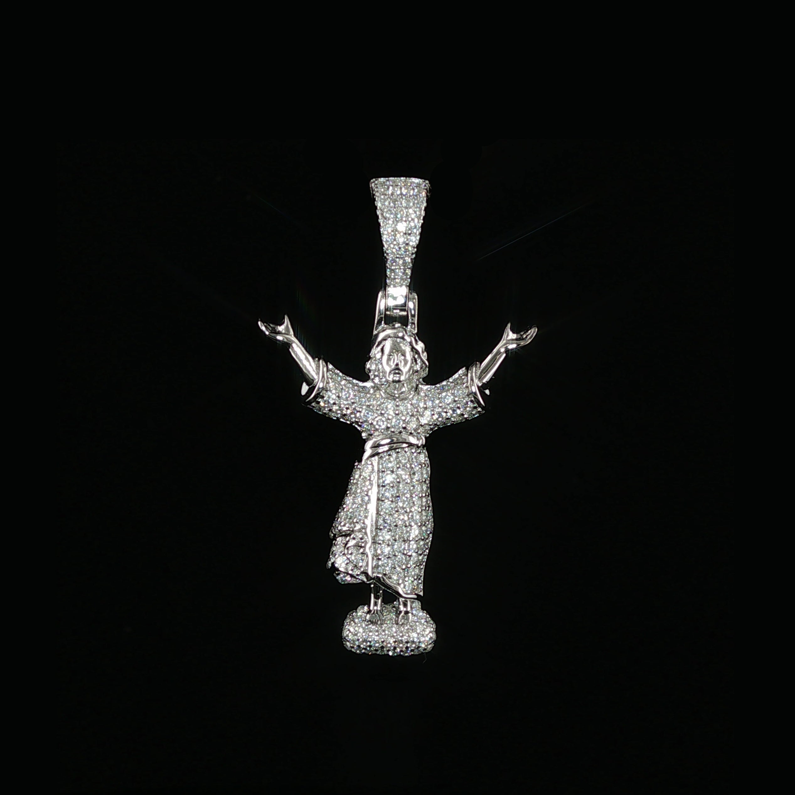 Baby Jesus Pendant | Divino Niño Open Arms Charm| 925 Sterling Silver | 0.8Ctw Moissanite | 30mm