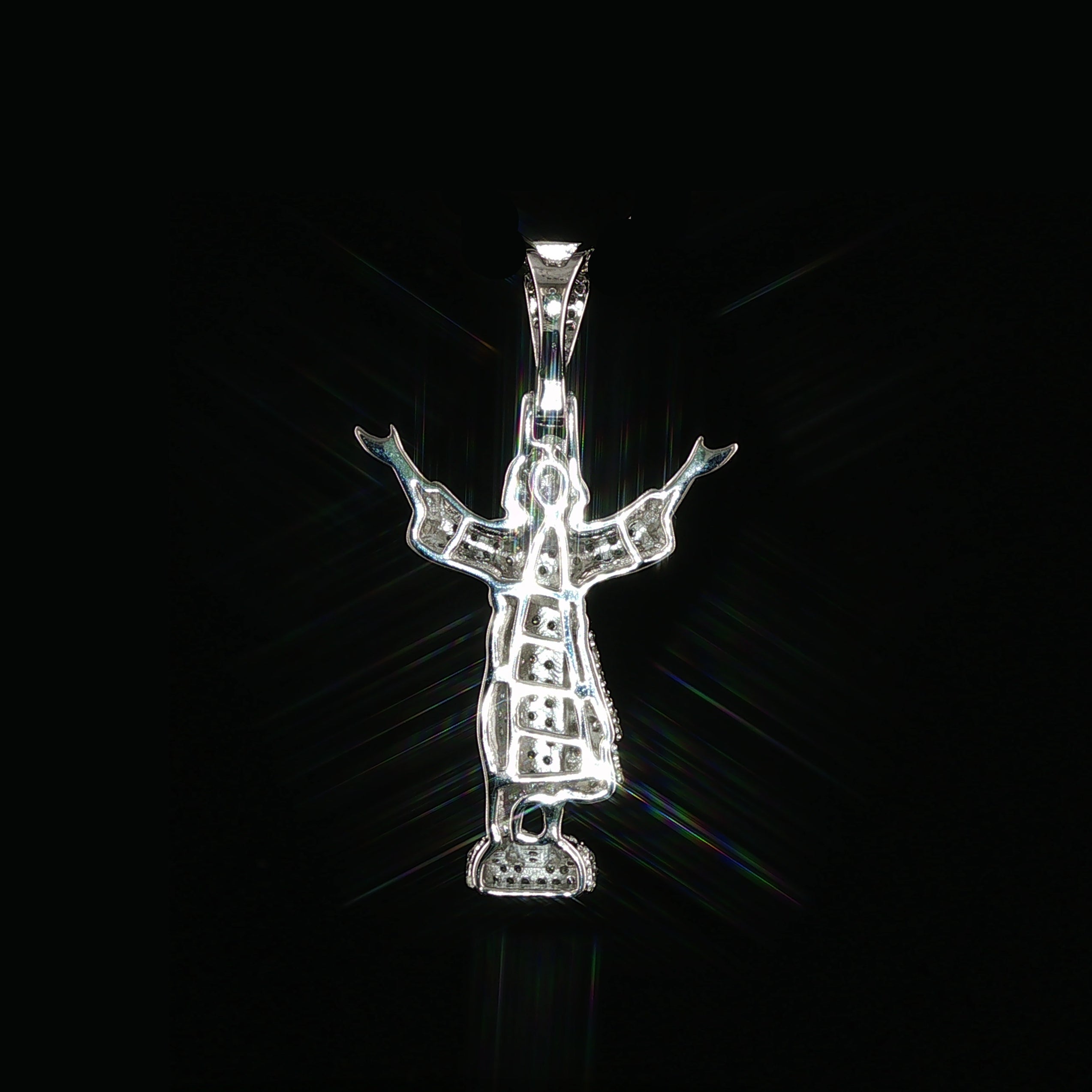 Baby Jesus Pendant | Divino Niño Open Arms Charm| 925 Sterling Silver | 0.8Ctw Moissanite | 30mm