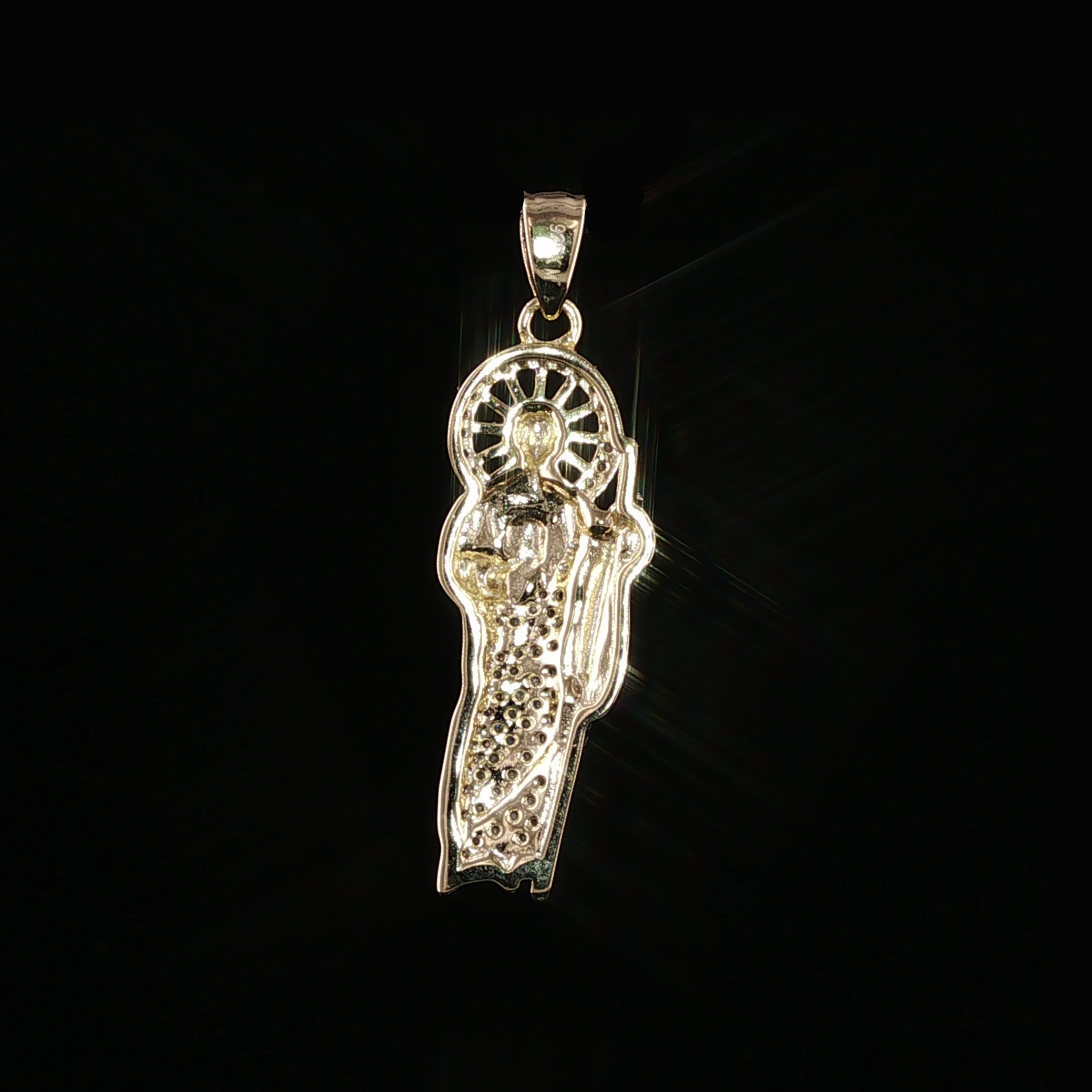 St. Jude Thaddeus Pendant | San Judas Tadeo | 925 Sterling Silver | 0.6Ctw Moissanite | 29mm