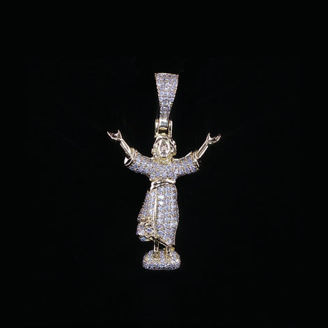 Baby Jesus Pendant | Divino Niño Open Arms Charm| 925 Sterling Silver | 0.8Ctw Moissanite | 30mm