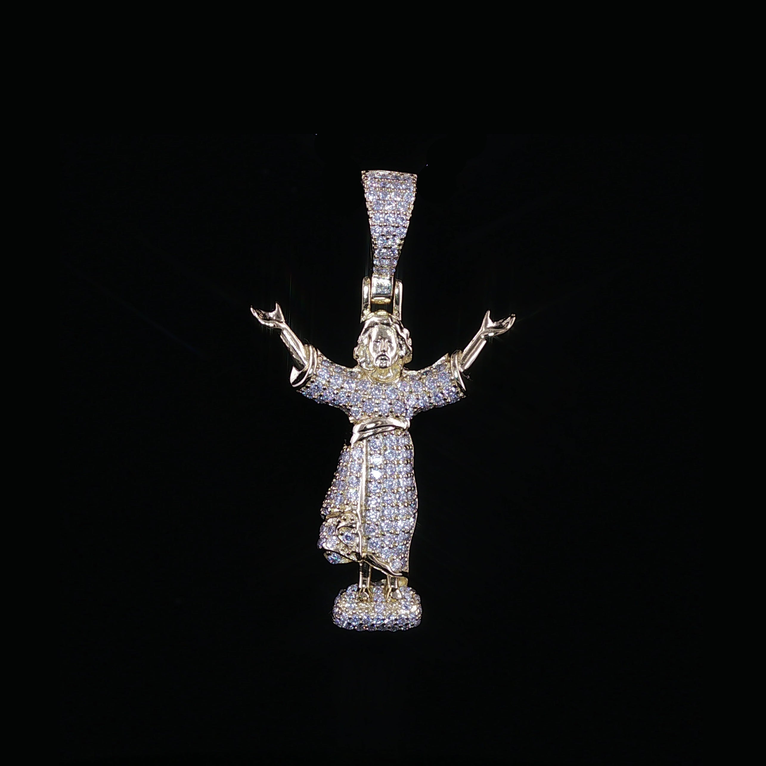 Baby Jesus Pendant | Divino Niño Open Arms Charm| 925 Sterling Silver | 0.8Ctw Moissanite | 30mm