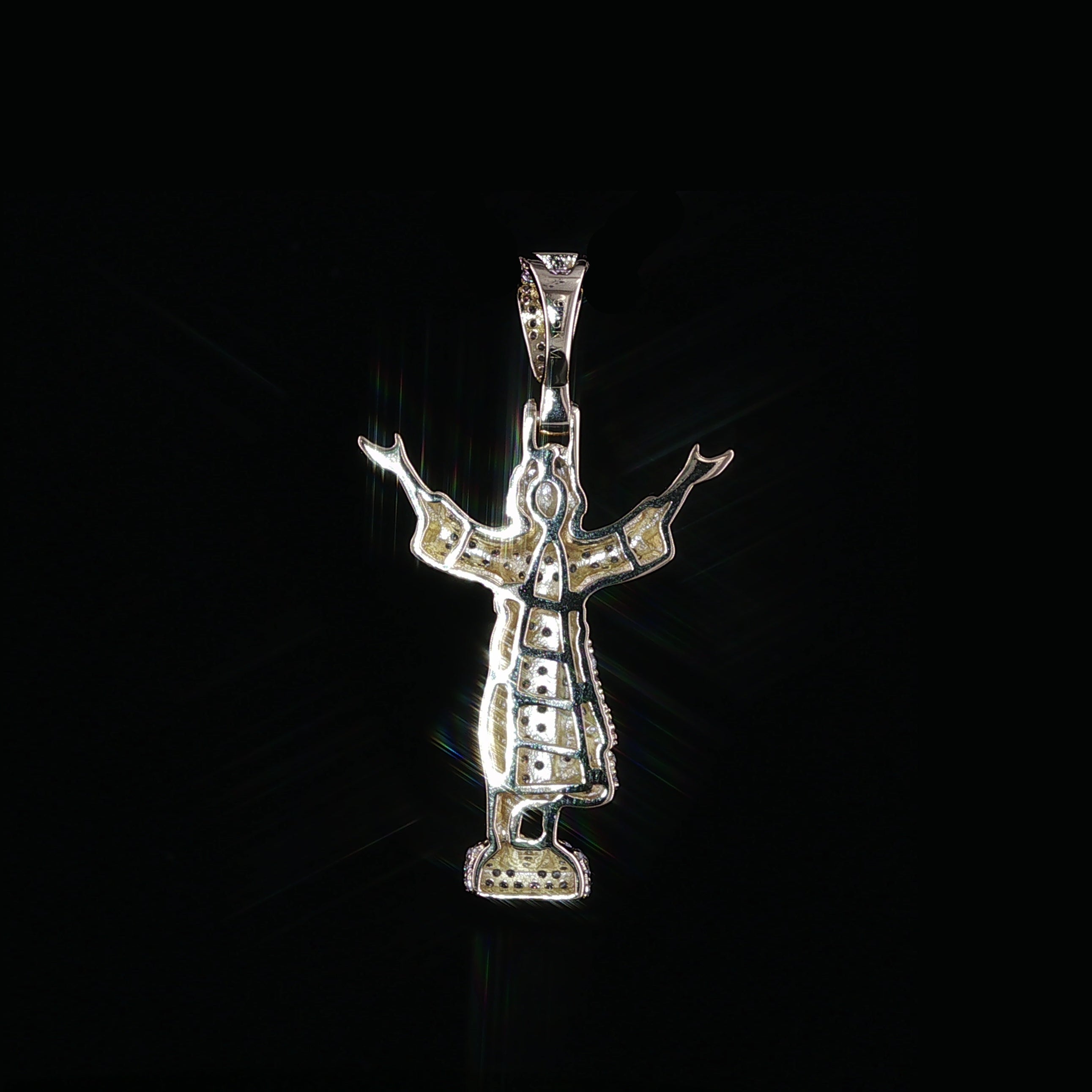 Baby Jesus Pendant | Divino Niño Open Arms Charm| 925 Sterling Silver | 0.8Ctw Moissanite | 30mm