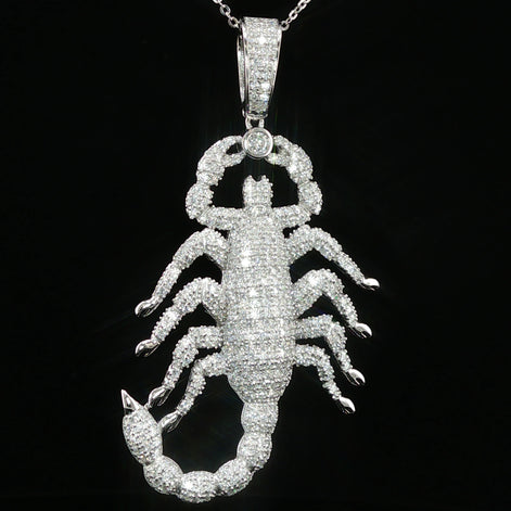 Iced Scorpion Pendant — 925 Sterling Silver with 2.16Ctw Moissanite | White & Yellow Gold