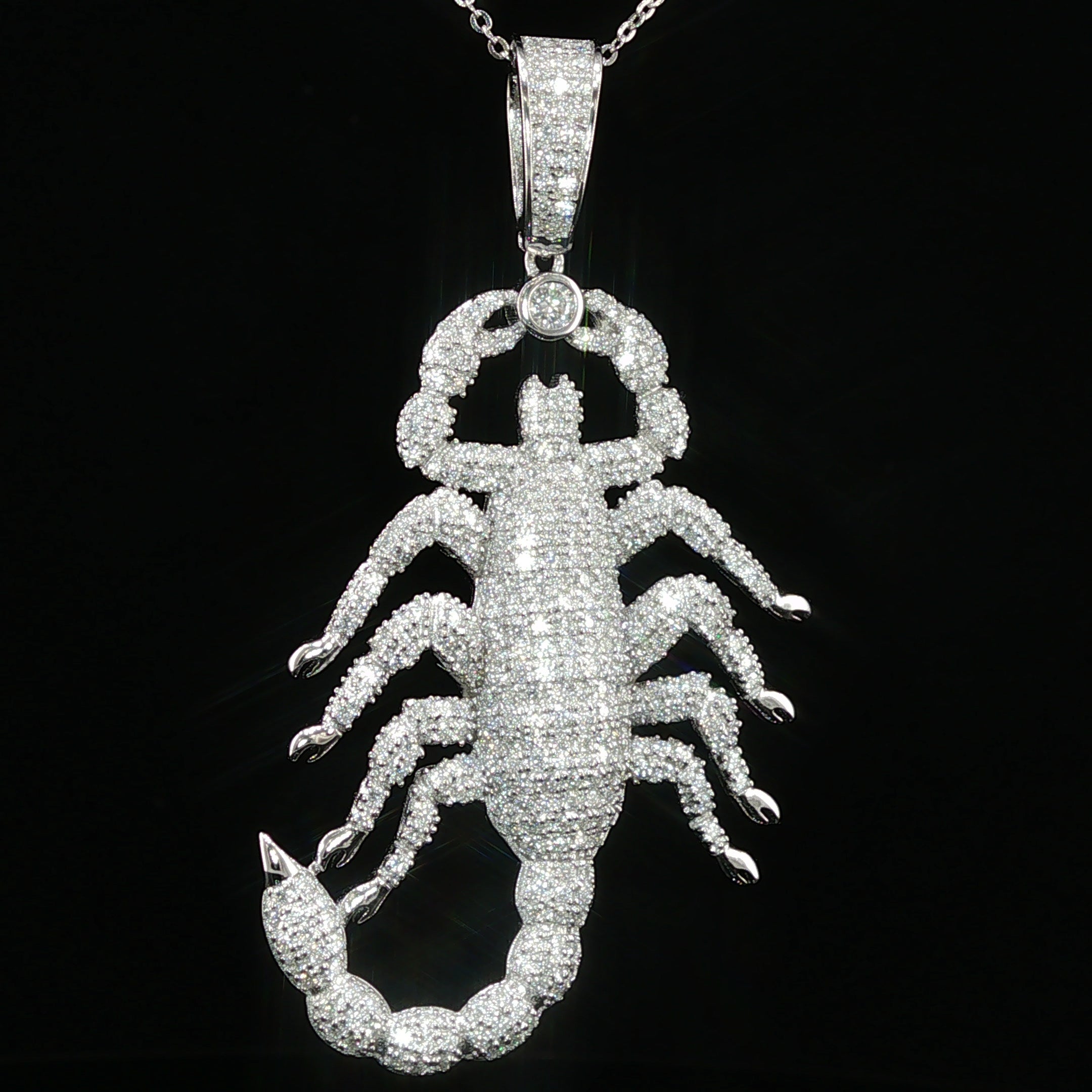 Iced Scorpion Pendant — 925 Sterling Silver with 2.16Ctw Moissanite | White & Yellow Gold