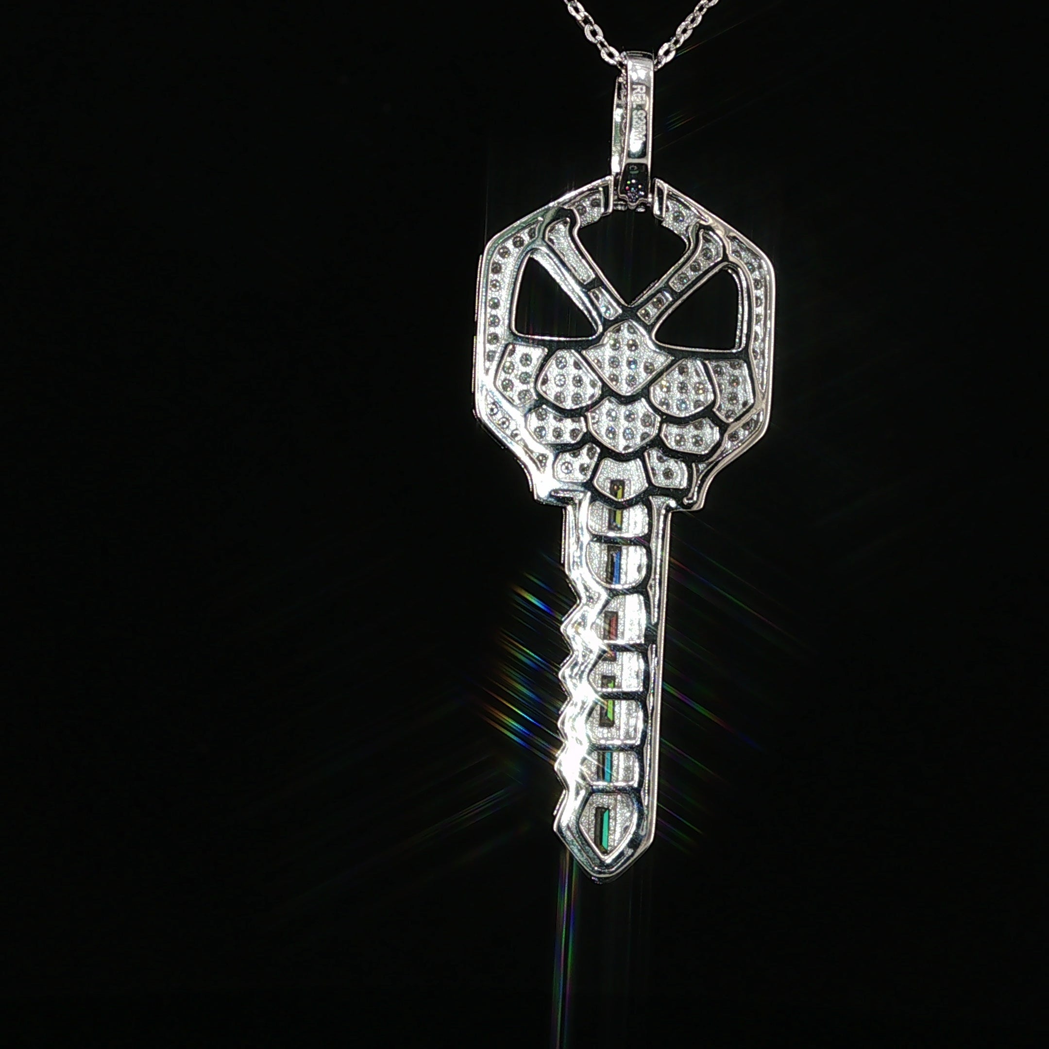 Iced Moissanite Key Pendant – 1.59 CTW | 925 Sterling Silver, White & Gold