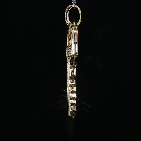 Iced Moissanite Key Pendant – 1.59 CTW | 925 Sterling Silver, White & Gold