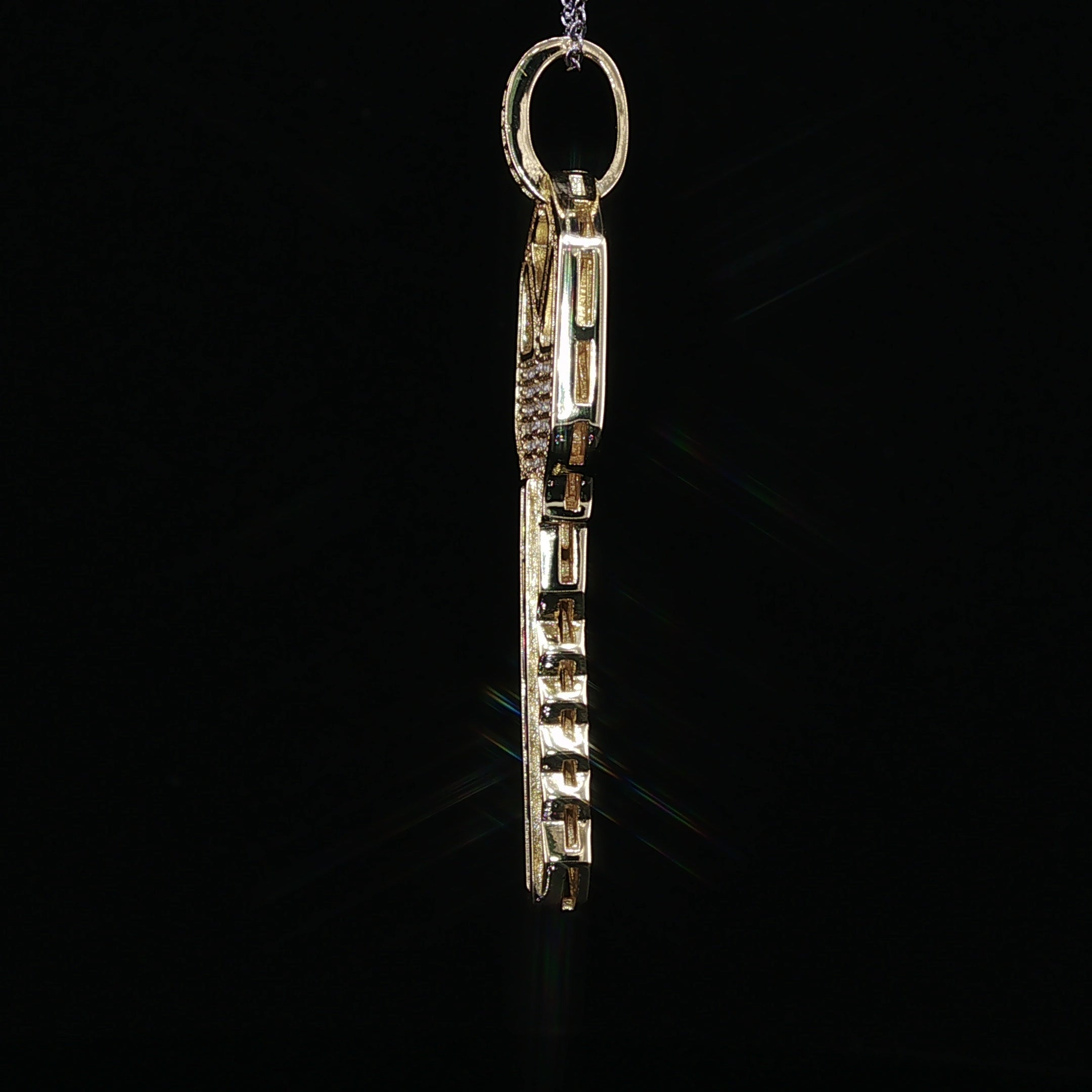 Iced Moissanite Key Pendant – 1.59 CTW | 925 Sterling Silver, White & Gold