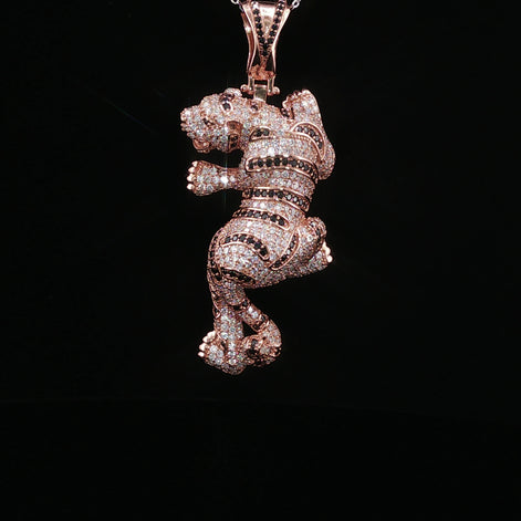Iced Out Tiger Pendant — 925 Sterling Silver with 4Ctw Moissanite | White, Gold & Rose Gold