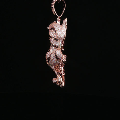 Iced Out Tiger Pendant — 925 Sterling Silver with 4Ctw Moissanite | White, Gold & Rose Gold