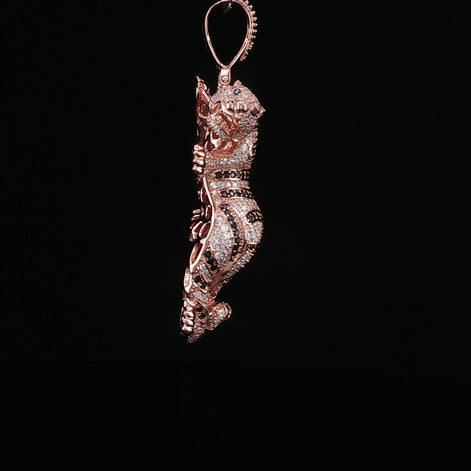 Iced Out Tiger Pendant — 925 Sterling Silver with 4Ctw Moissanite | White, Gold & Rose Gold