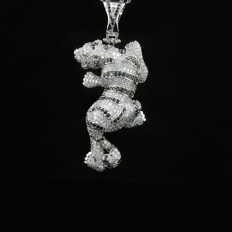 Iced Out Tiger Pendant — 925 Sterling Silver with 4Ctw Moissanite | White, Gold & Rose Gold