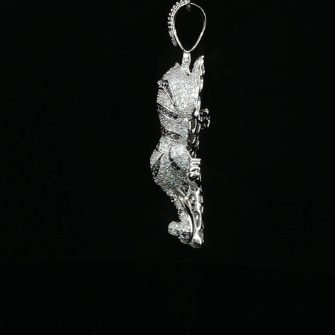 Iced Out Tiger Pendant — 925 Sterling Silver with 4Ctw Moissanite | White, Gold & Rose Gold