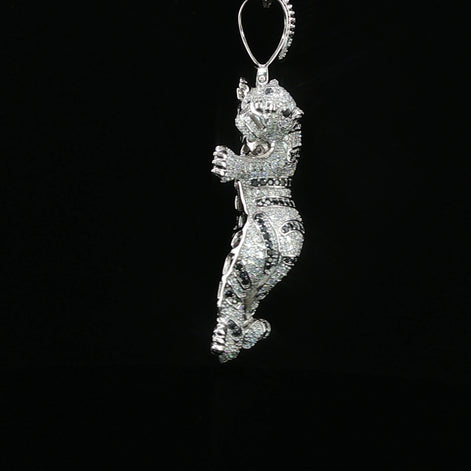 Iced Out Tiger Pendant — 925 Sterling Silver with 4Ctw Moissanite | White, Gold & Rose Gold