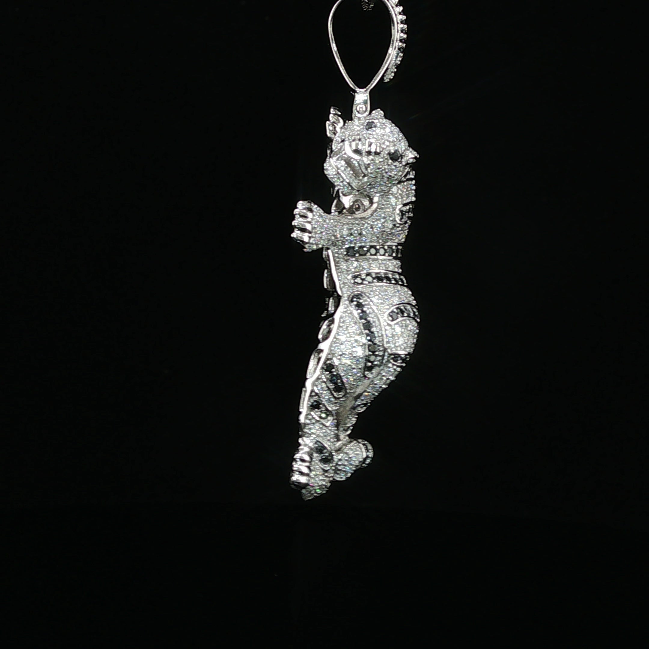 Iced Out Tiger Pendant — 925 Sterling Silver with 4Ctw Moissanite | White, Gold & Rose Gold