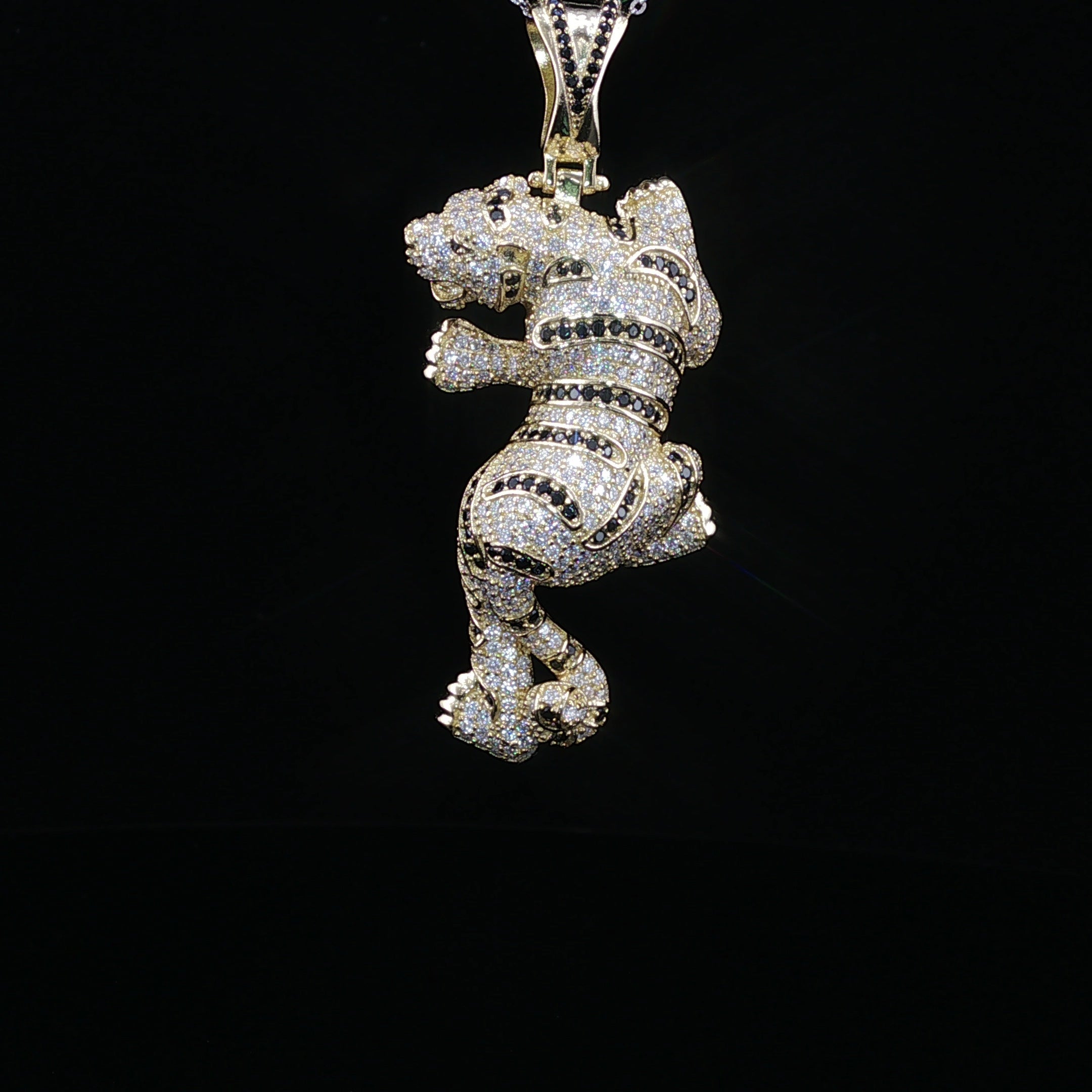 Iced Out Tiger Pendant — 925 Sterling Silver with 4Ctw Moissanite | White, Gold & Rose Gold
