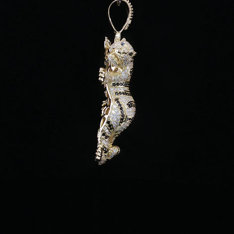 Iced Out Tiger Pendant — 925 Sterling Silver with 4Ctw Moissanite | White, Gold & Rose Gold