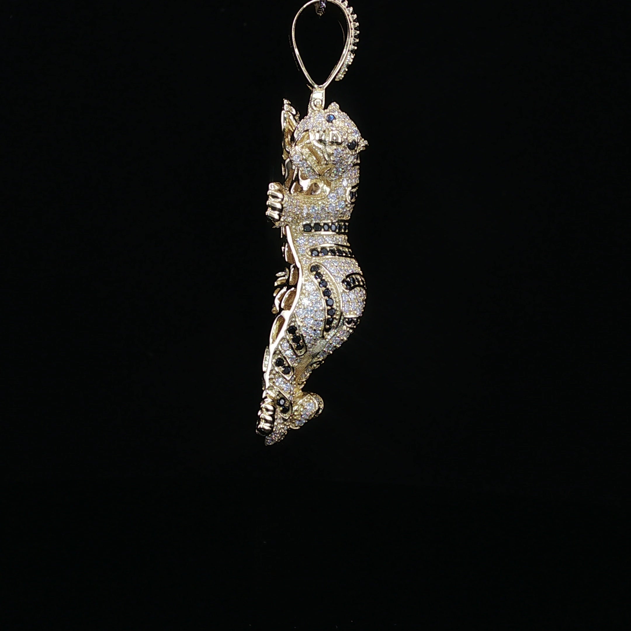 Iced Out Tiger Pendant — 925 Sterling Silver with 4Ctw Moissanite | White, Gold & Rose Gold