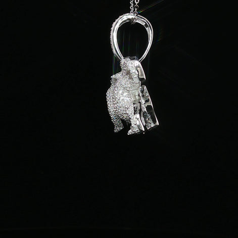 Ice Out Prowling Panther Pendant – 925 Sterling Silver with 3.47ctw Moissanite available with White and Gold Color
