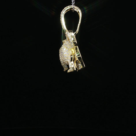 Ice Out Prowling Panther Pendant – 925 Sterling Silver with 3.47ctw Moissanite available with White and Gold Color