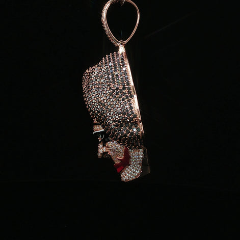 Iced Out Joker Face Pendant – 925 Sterling Silver, 11.15 Ctw Moissanite, Enamel Detailing (White, Rose & Yellow)