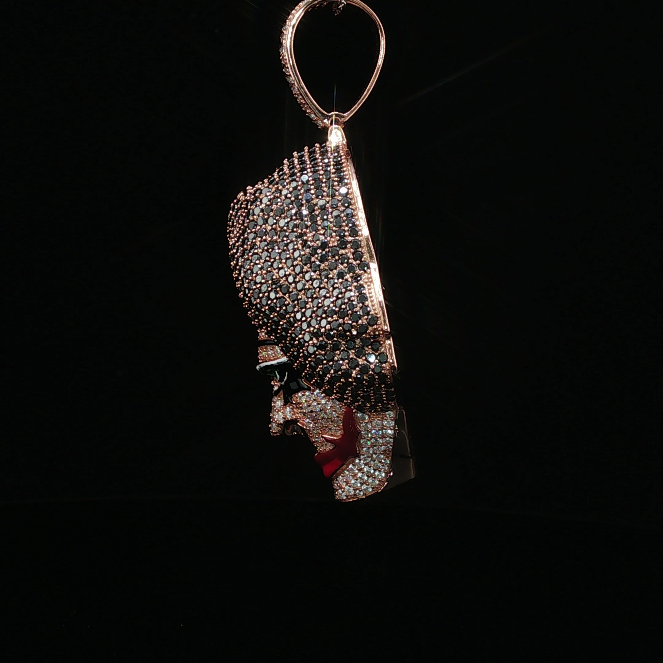 Iced Out Joker Face Pendant – 925 Sterling Silver, 11.15 Ctw Moissanite, Enamel Detailing (White, Rose & Yellow)