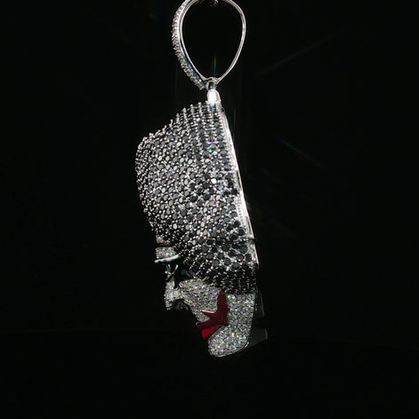 Iced Out Joker Face Pendant – 925 Sterling Silver, 11.15 Ctw Moissanite, Enamel Detailing (White, Rose & Yellow)