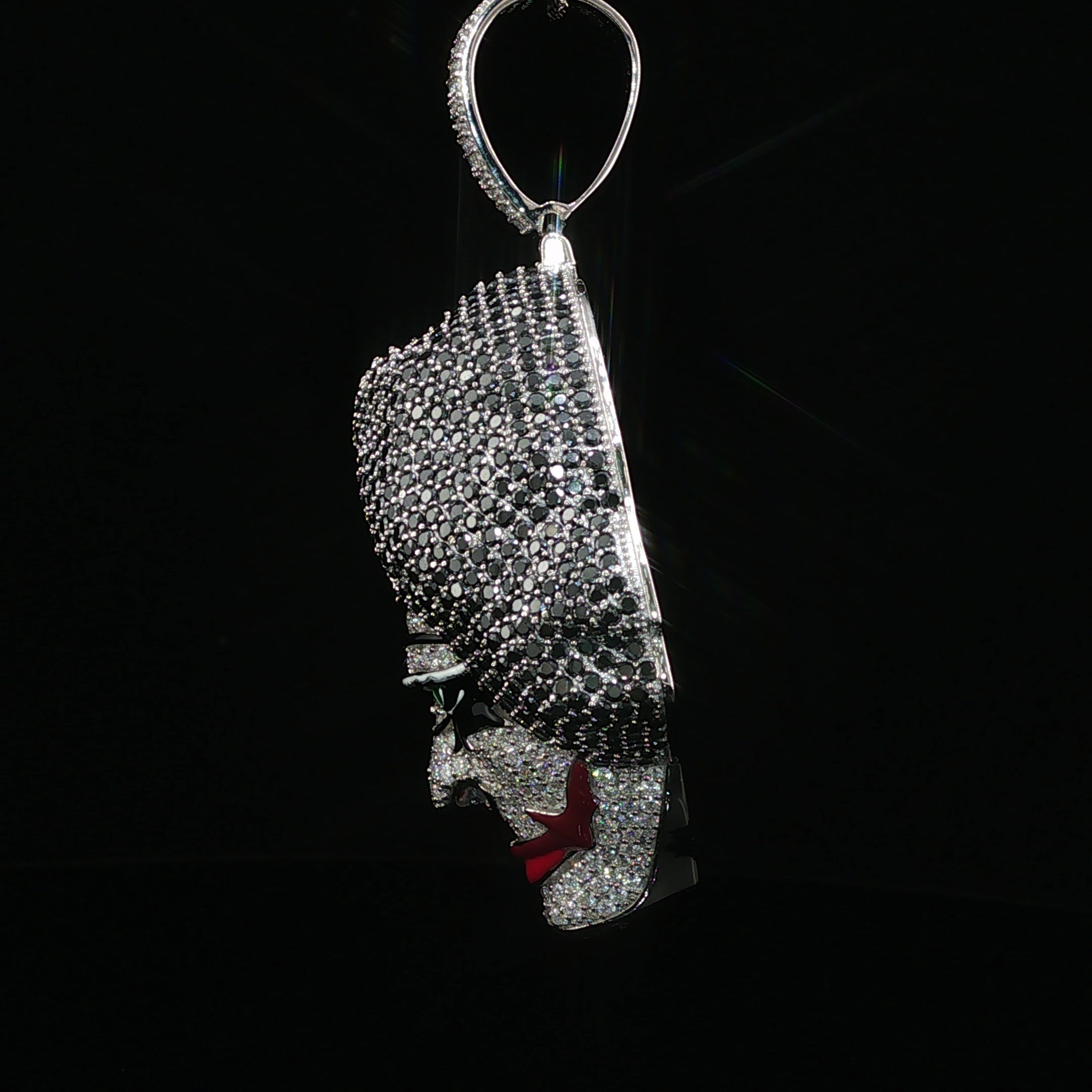 Iced Out Joker Face Pendant – 925 Sterling Silver, 11.15 Ctw Moissanite, Enamel Detailing (White, Rose & Yellow)