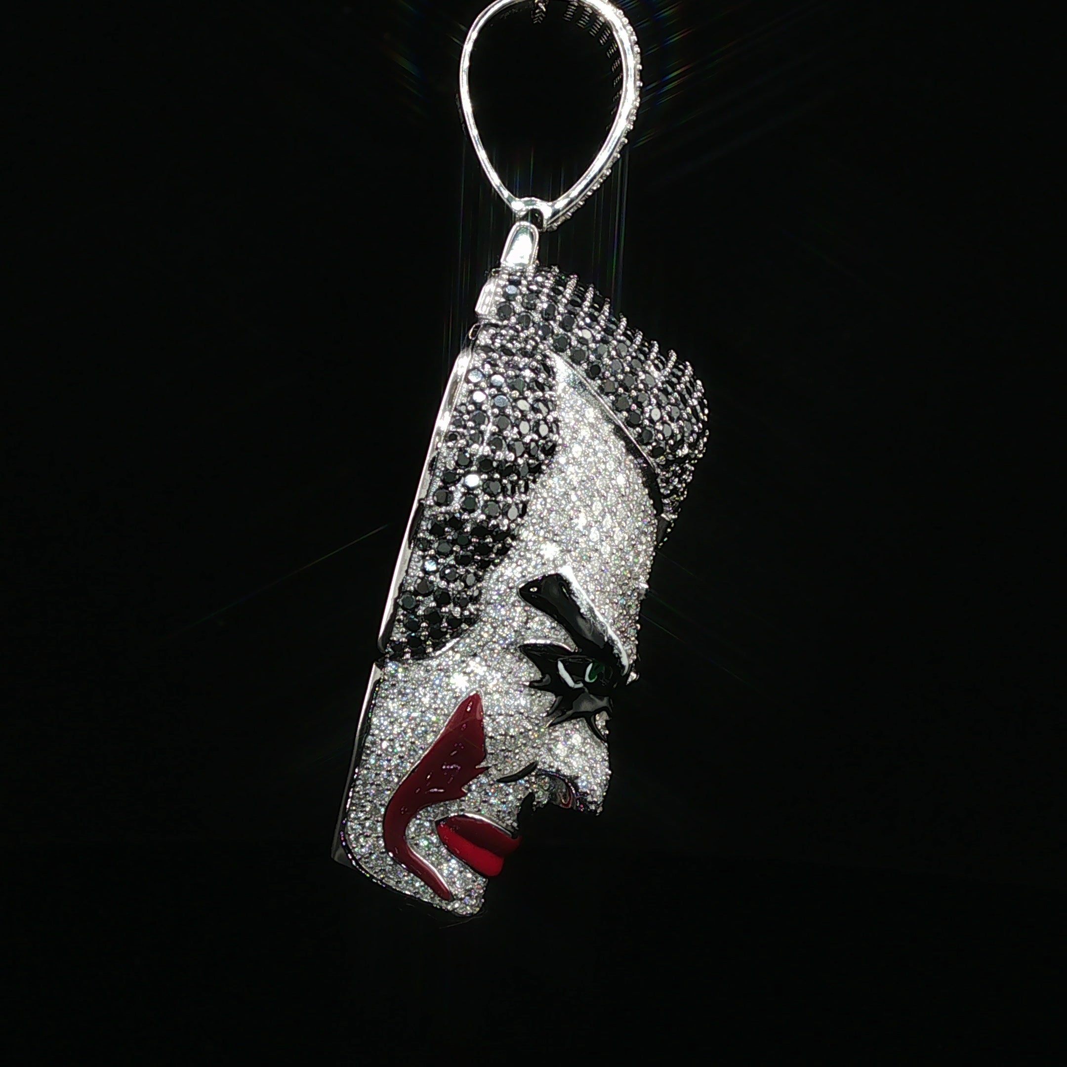 Iced Out Joker Face Pendant – 925 Sterling Silver, 11.15 Ctw Moissanite, Enamel Detailing (White, Rose & Yellow)