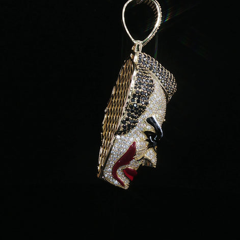 Iced Out Joker Face Pendant – 925 Sterling Silver, 11.15 Ctw Moissanite, Enamel Detailing (White, Rose & Yellow)
