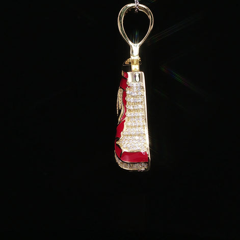 Iced Out Sneaker Pendant — 925 Sterling Silver with 1.55Ctw Moissanite | White & Yellow Gold Finished