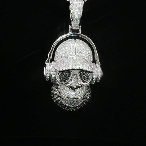 Iced Out DJ Gorilla Pendant – 925 Sterling Silver with 3.42ctw Moissanite Available with White and Gold Color