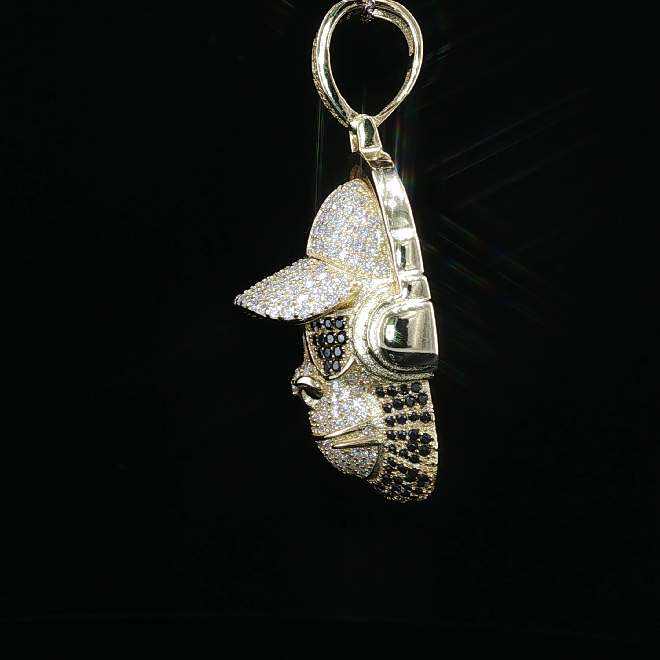 Iced Out DJ Gorilla Pendant – 925 Sterling Silver with 3.42ctw Moissanite Available with White and Gold Color
