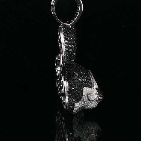 Men's Iced Out "Money Bunny" Statement Pendant – 925 Sterling Silver | Black & White VVS Moissanite