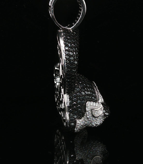 Men's Iced Out "Money Bunny" Statement Pendant – 925 Sterling Silver | Black & White VVS Moissanite