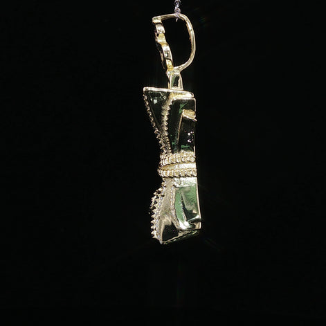 Iced Money Roll Pendant — 925 Sterling Silver with 1.38Ctw Moissanite | White & Yellow Gold