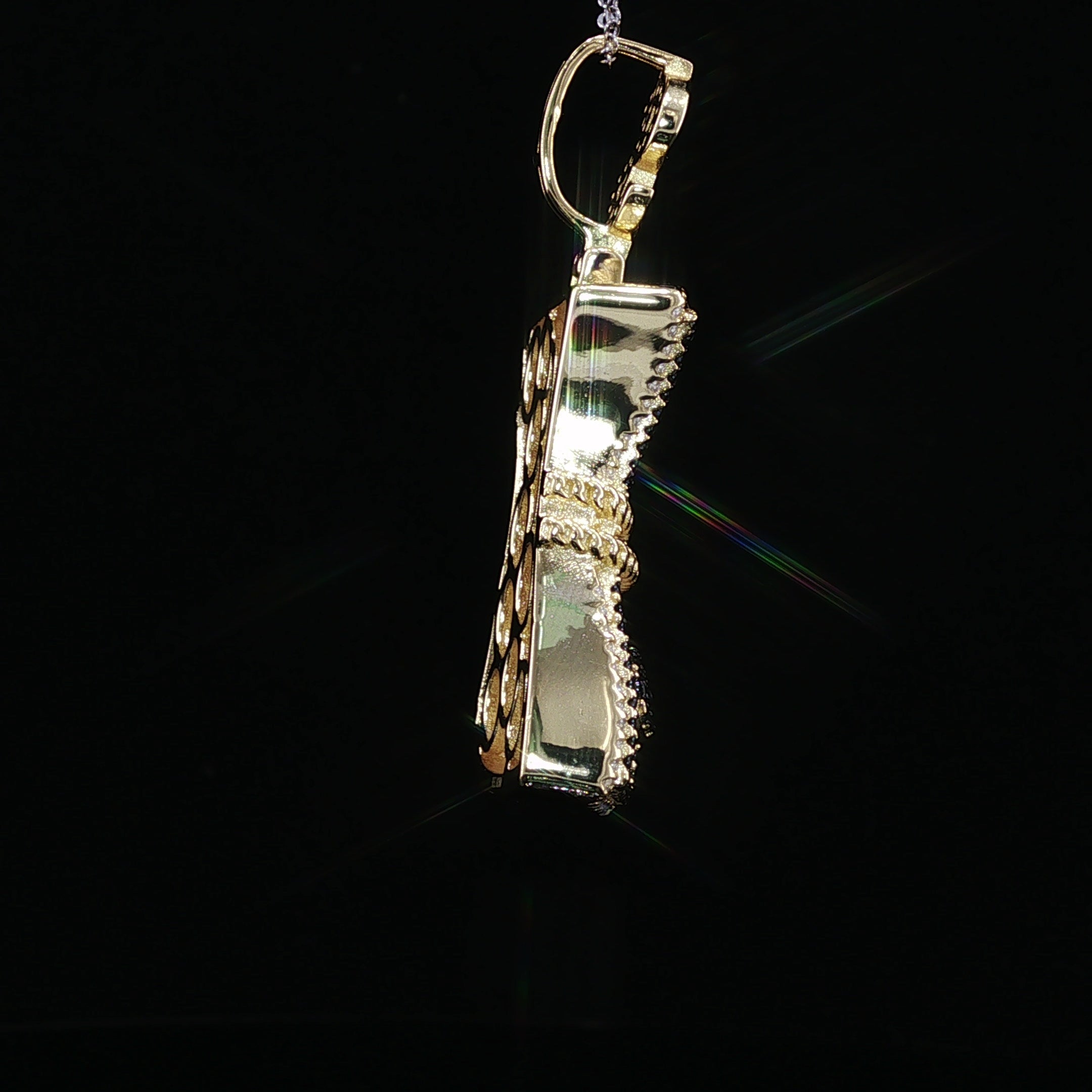 Iced Money Roll Pendant — 925 Sterling Silver with 1.38Ctw Moissanite | White & Yellow Gold